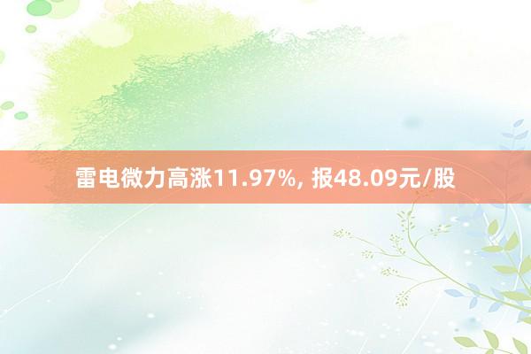 雷电微力高涨11.97%, 报48.09元/股