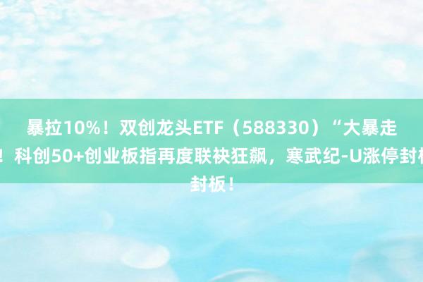 暴拉10%！双创龙头ETF（588330）“大暴走”！科创50+创业板指再度联袂狂飙，寒武纪-U涨停封板！