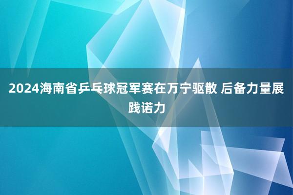 2024海南省乒乓球冠军赛在万宁驱散 后备力量展践诺力