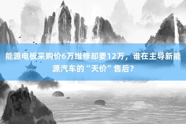 能源电板采购价6万维修却要12万，谁在主导新能源汽车的“天价”售后？