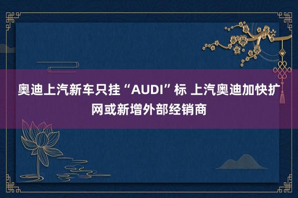 奥迪上汽新车只挂“AUDI”标 上汽奥迪加快扩网或新增外部经销商