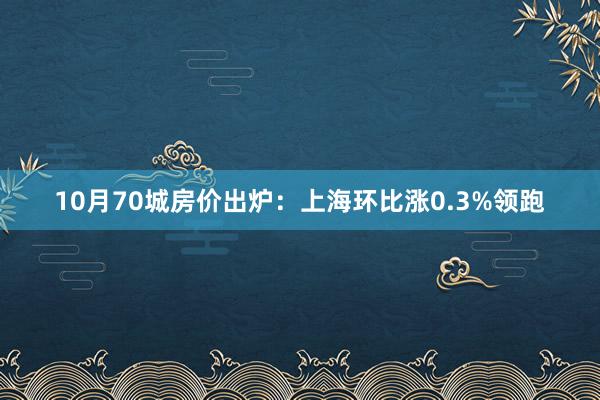 10月70城房价出炉：上海环比涨0.3%领跑